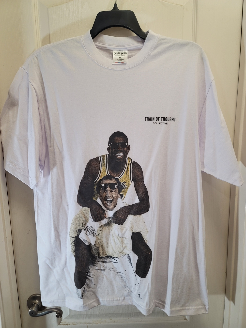 Magic Johnson & Jack Nicholson White Graphic T‑Shirt - NWOT - XL